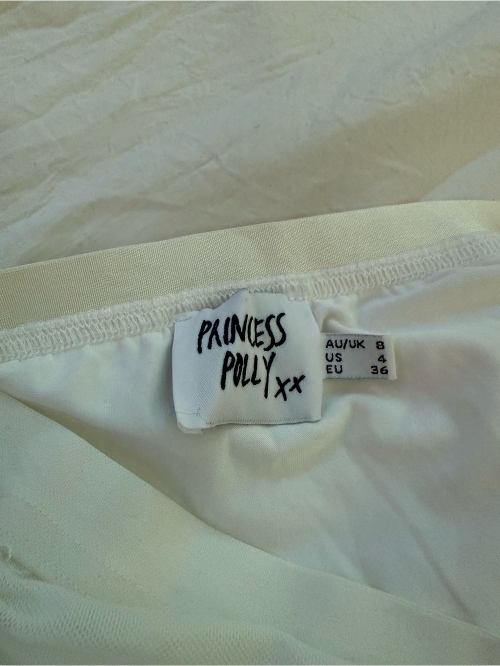 Princess Polly Beacon Ruched White Skirt Size 4 - Picture 8 of 8